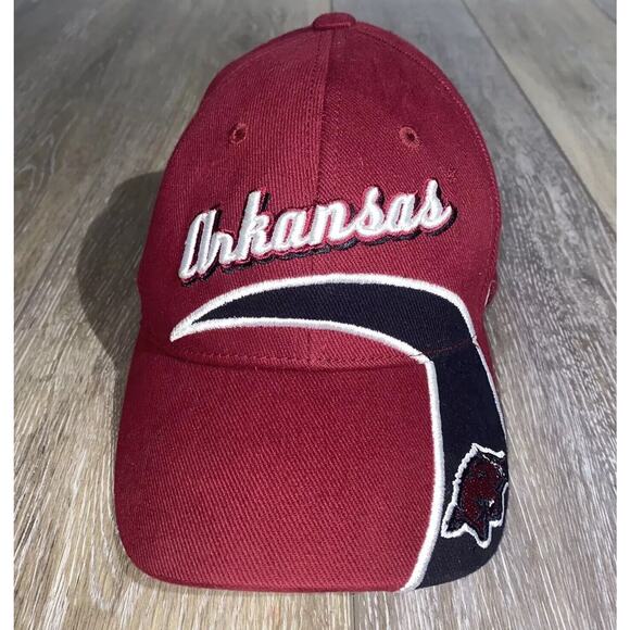 Youth University of Arkansas Razorbacks Strapback Hat Cap NCAA Russell Red Hat - Picture 1 of 11